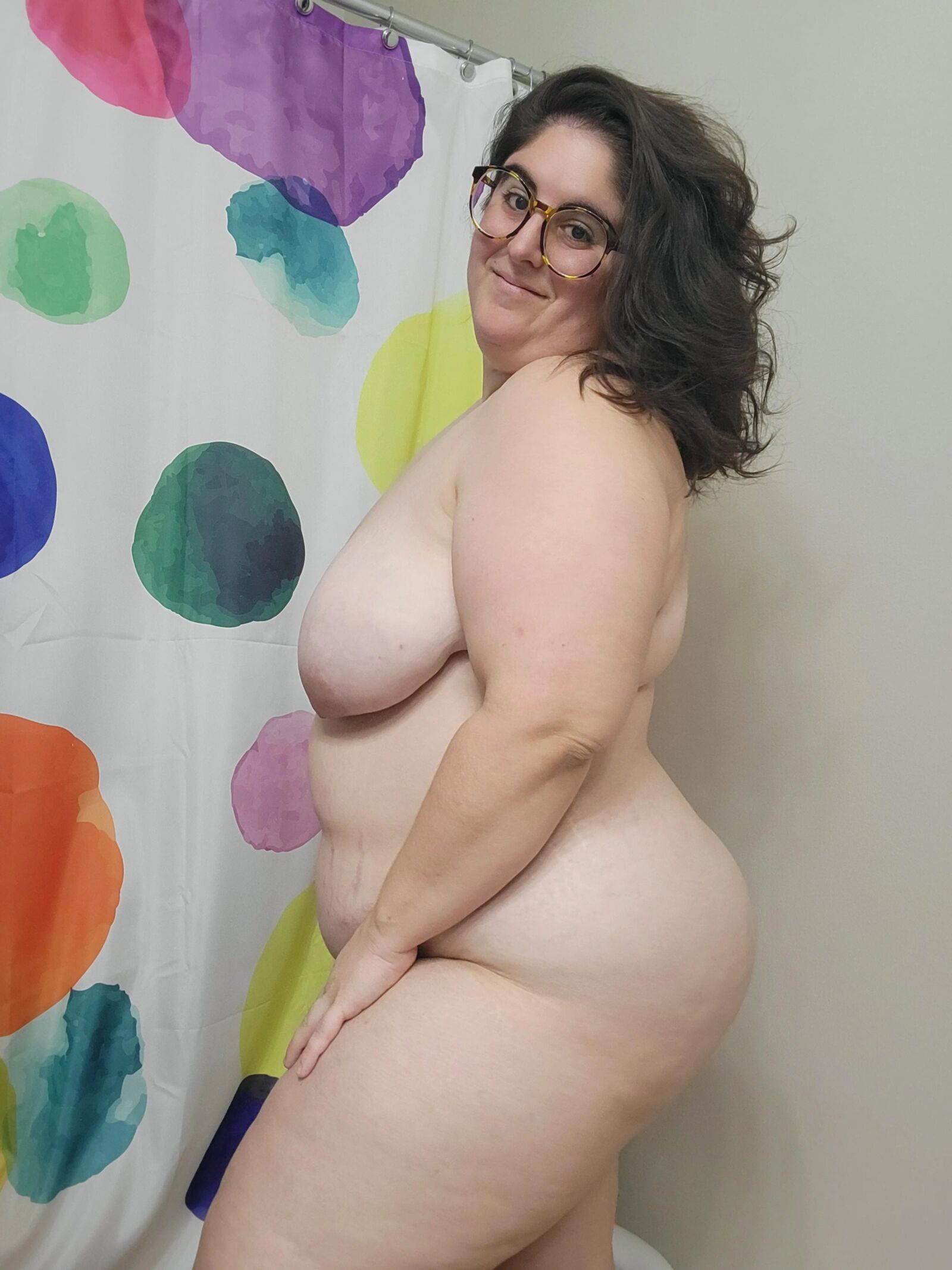 Light Skin Latina BBW Huge Areola Glasses 