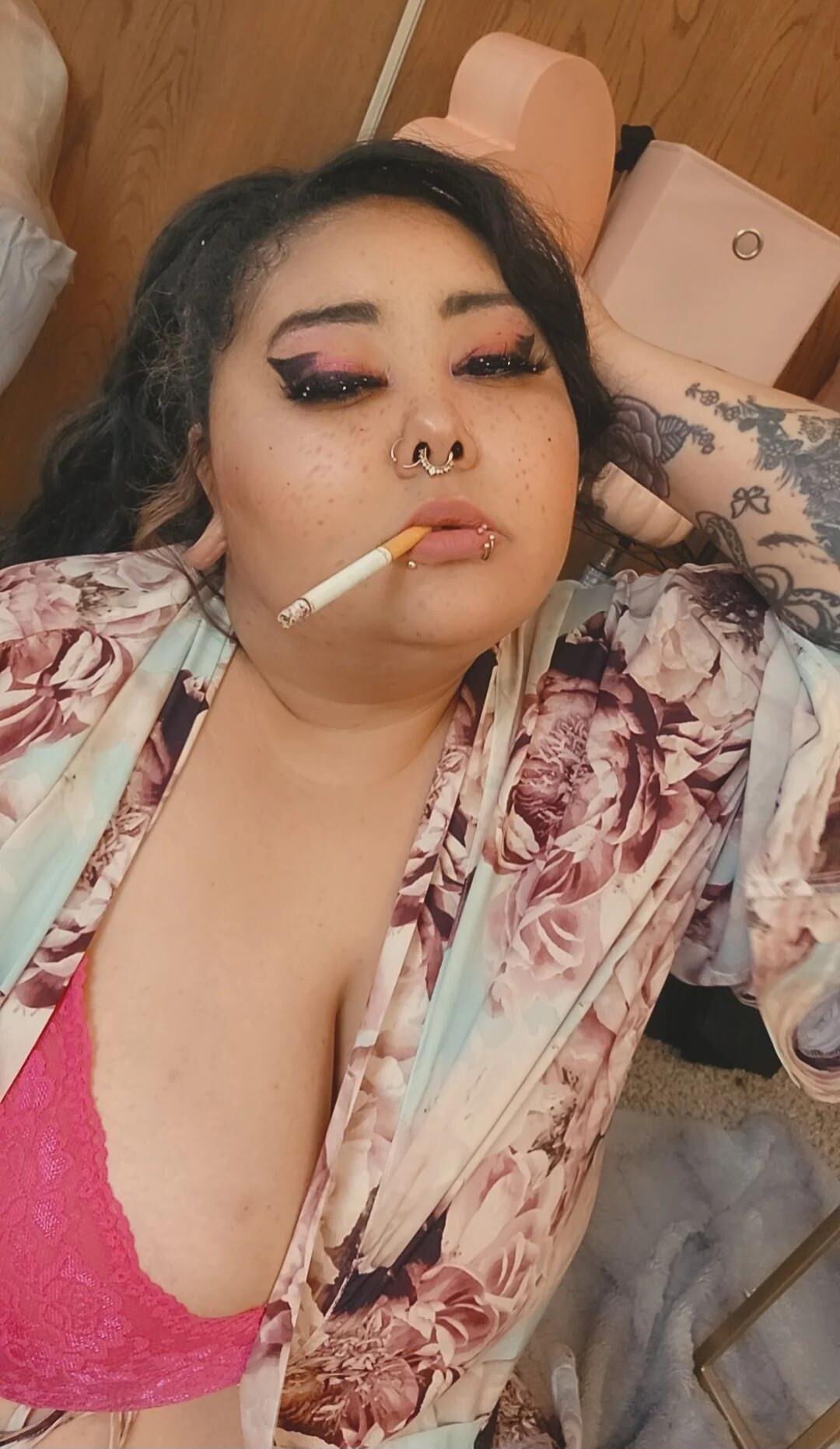 Beautiful Busty Smoker