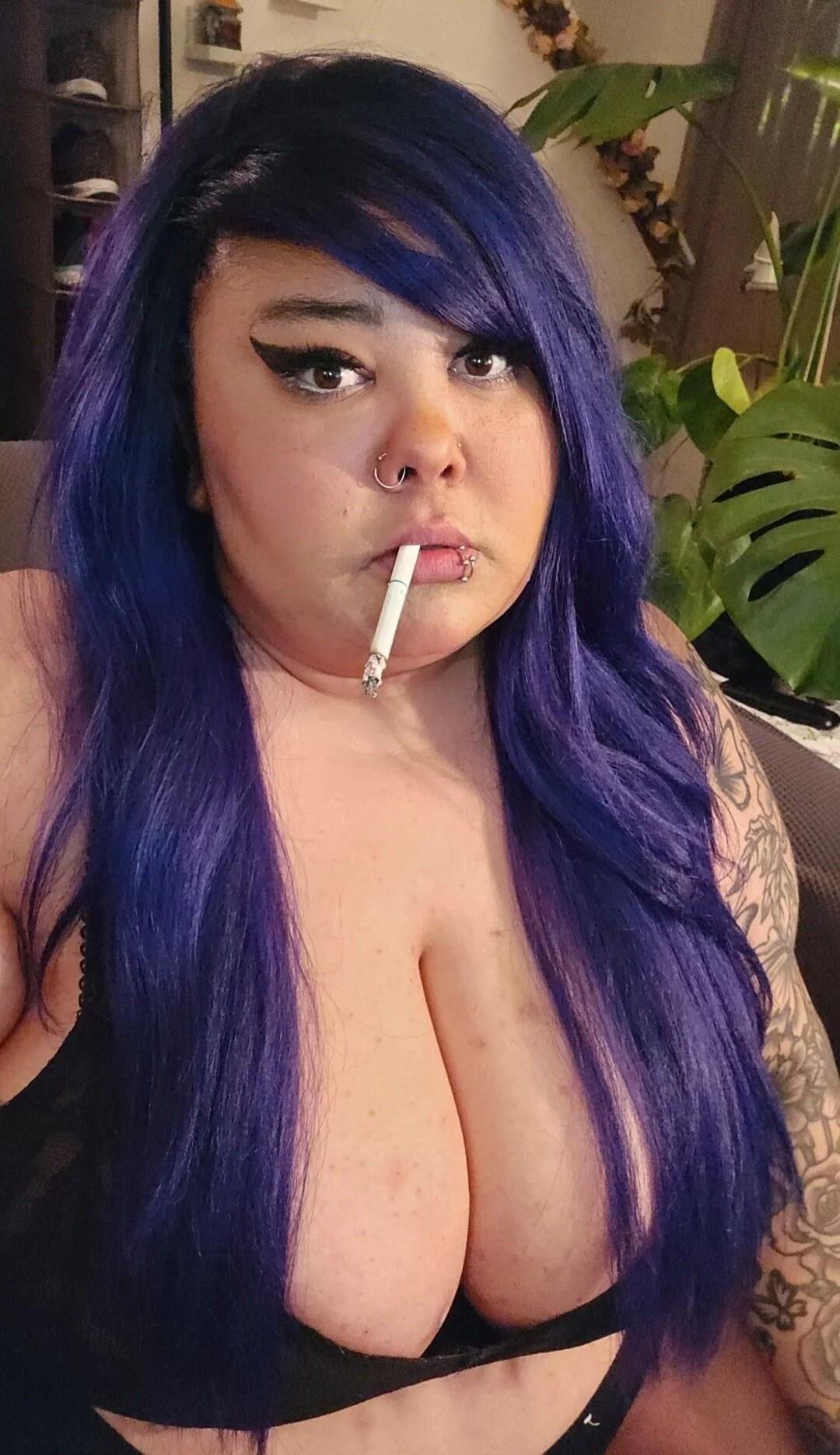 Beautiful Busty Smoker