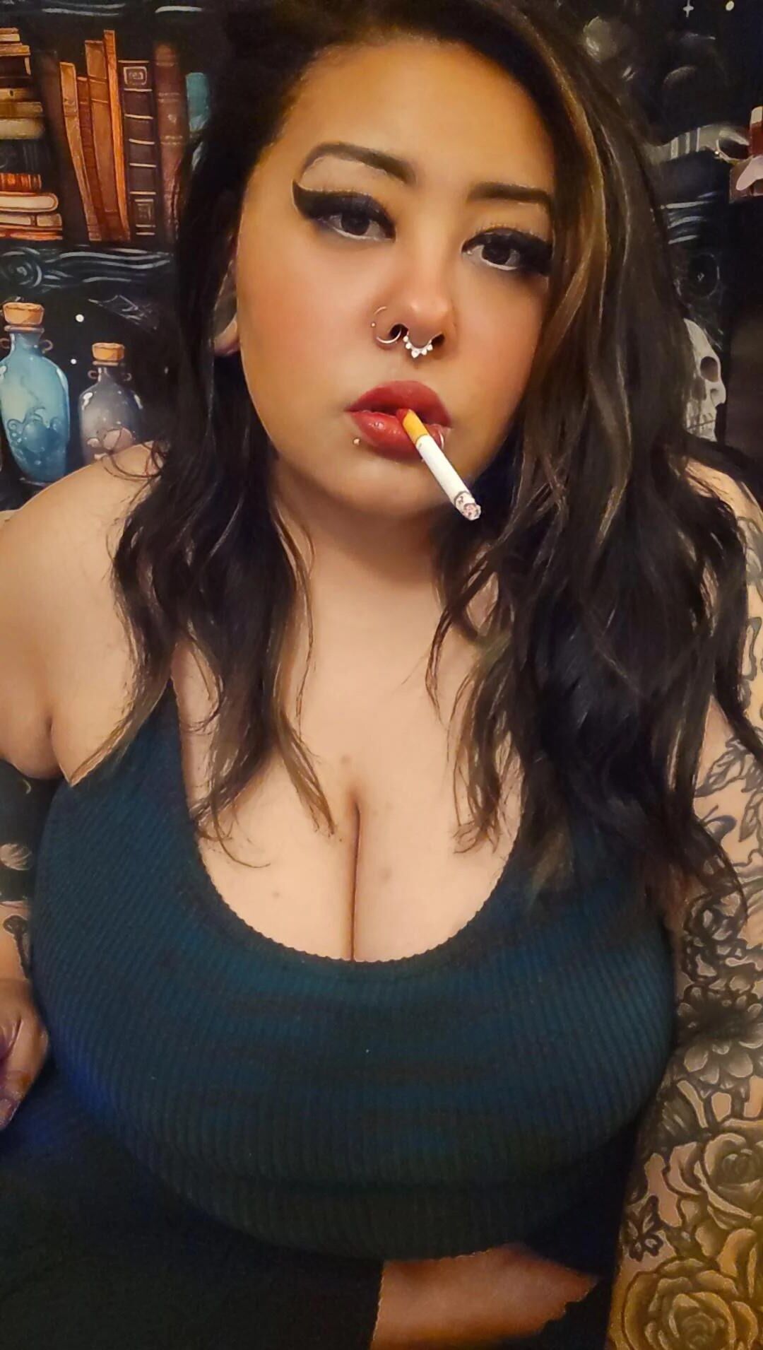 Beautiful Busty Smoker