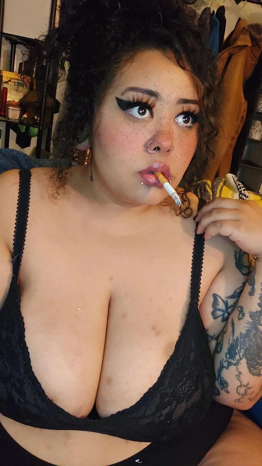 Beautiful Busty Smoker