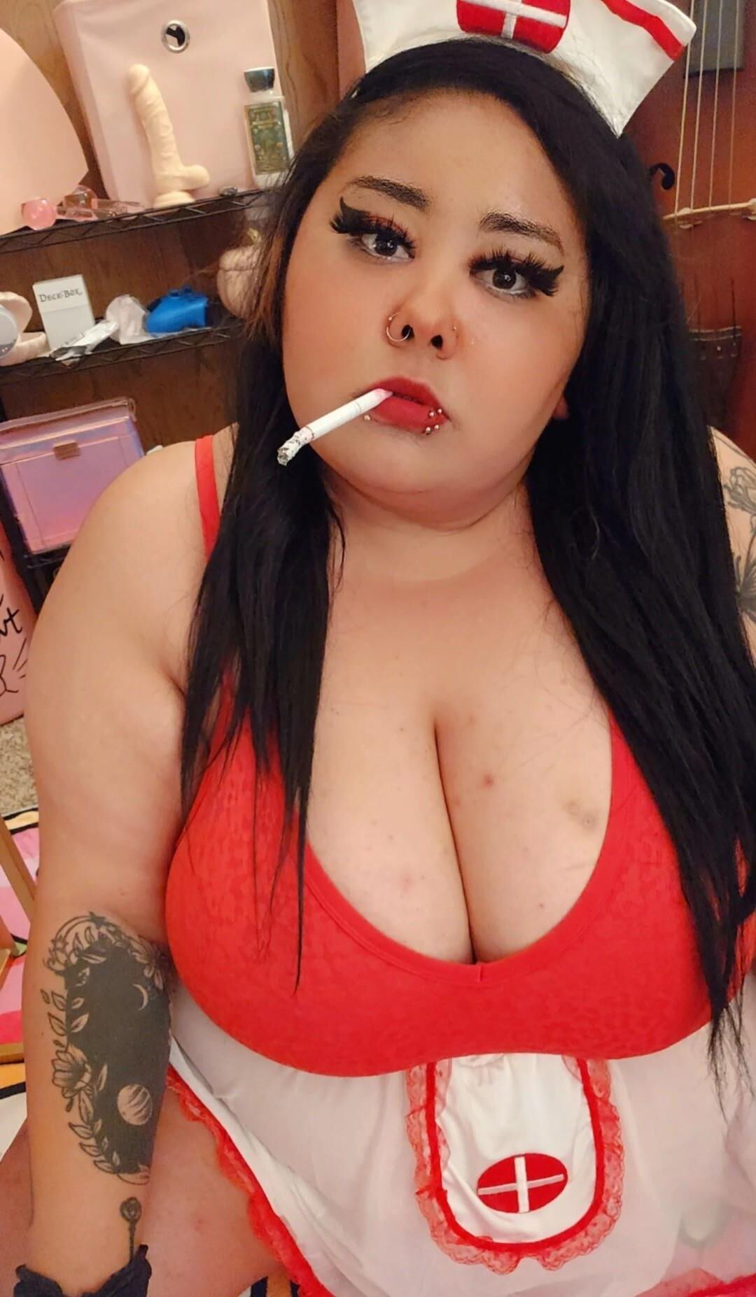 Beautiful Busty Smoker