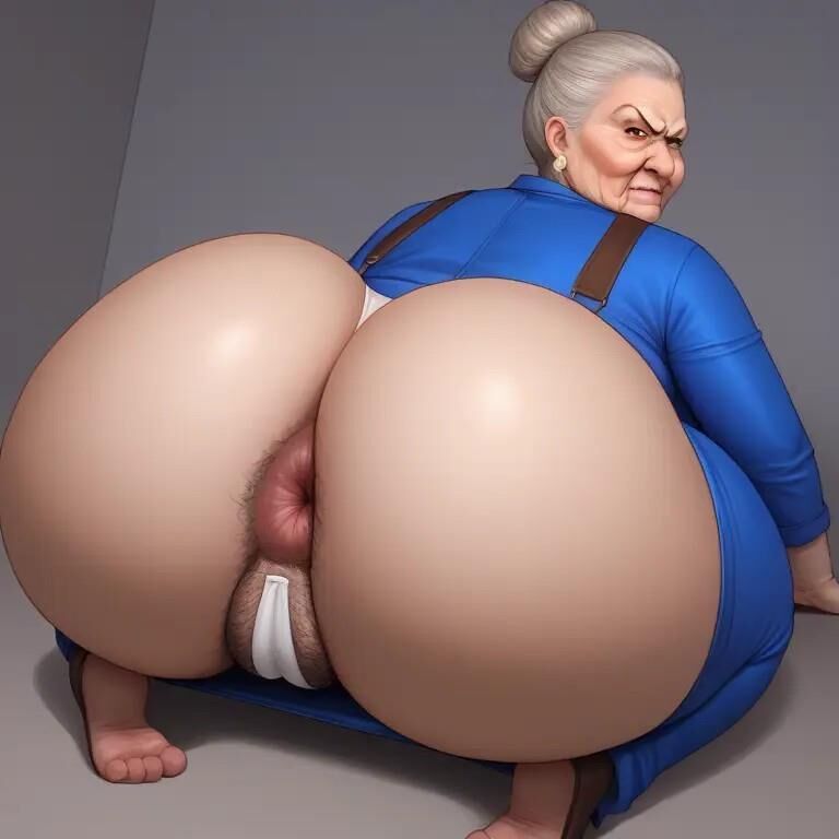 A.I. bbw velha mostrando sua bunda grande e seu cu peludo