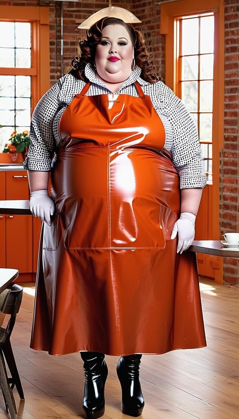 SSBBW in latex apron