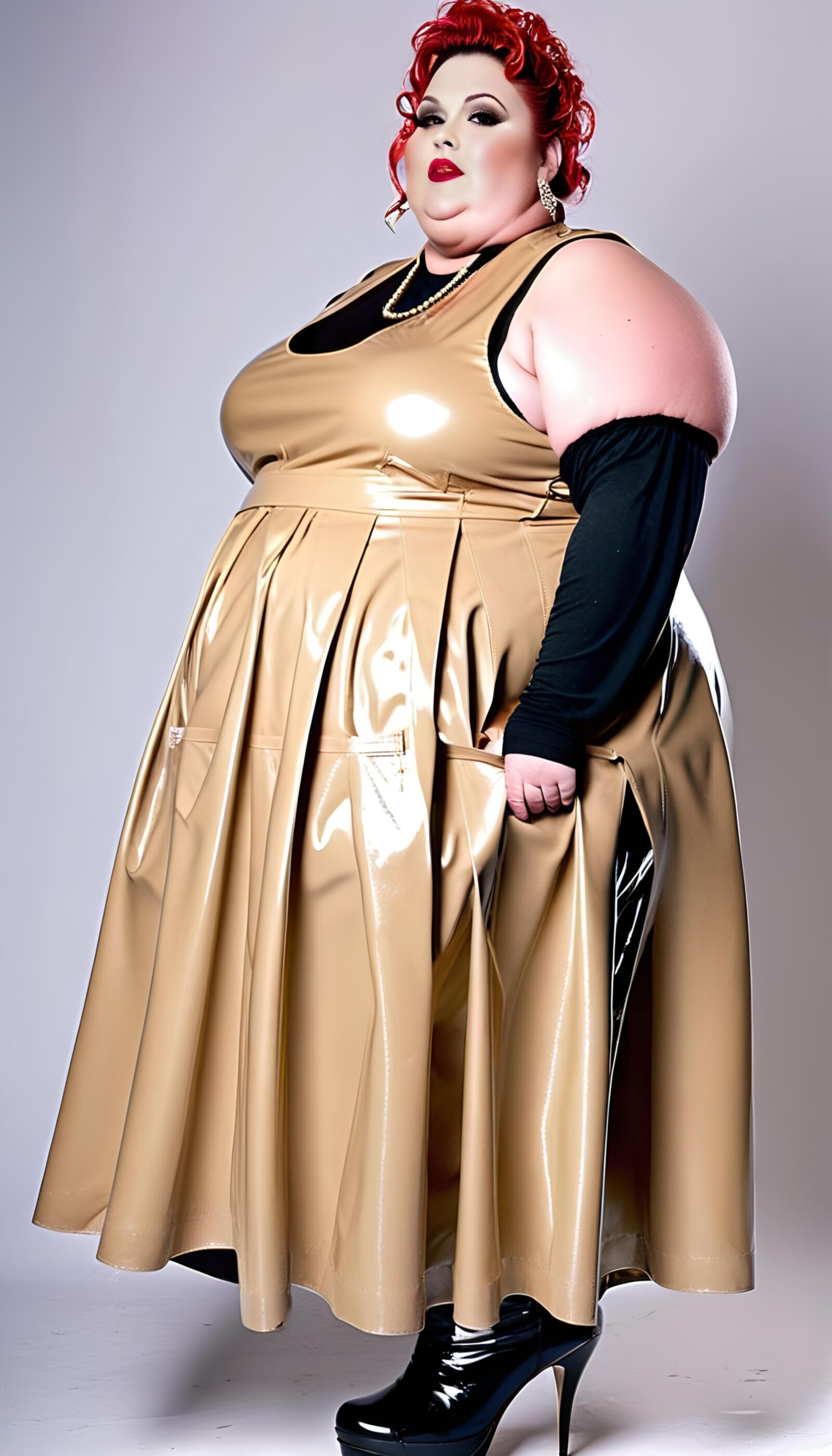 SSBBW in latex apron