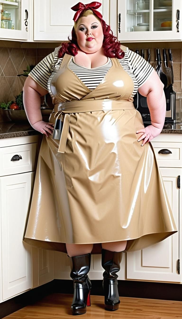 SSBBW in latex apron