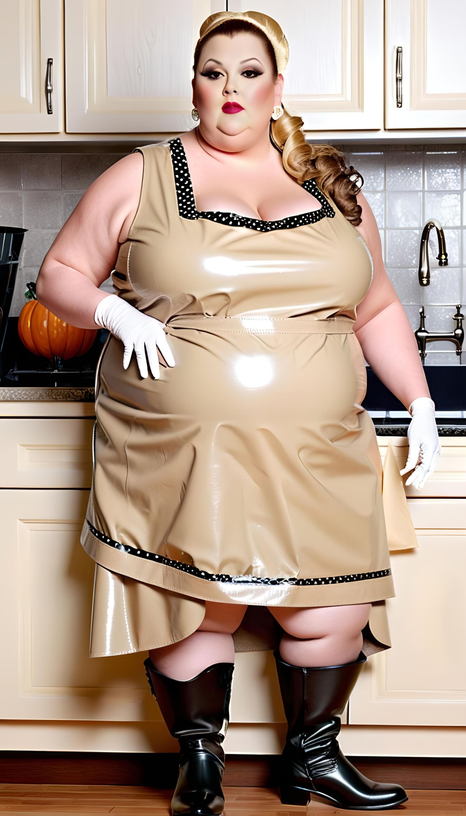 SSBBW in latex apron