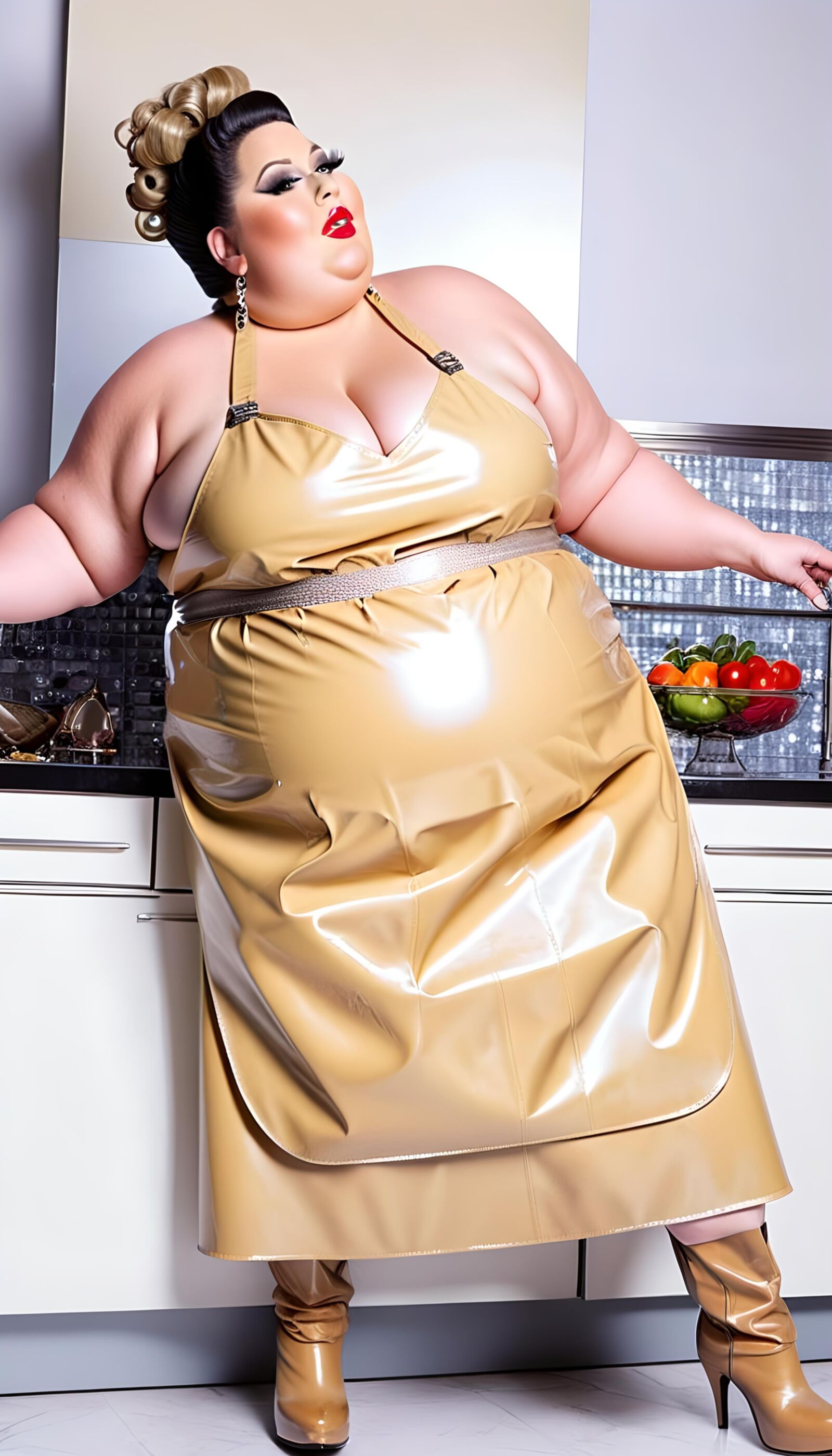 SSBBW in latex apron