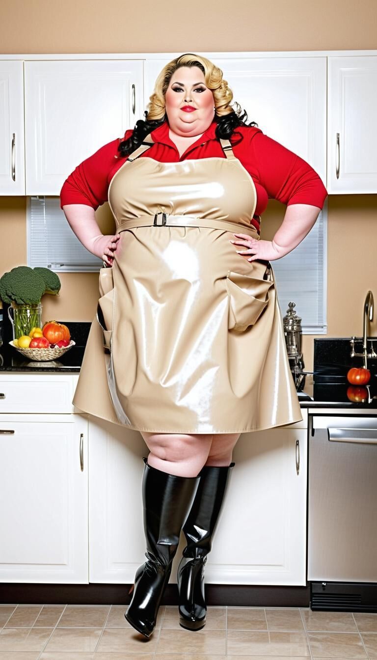 SSBBW in latex apron