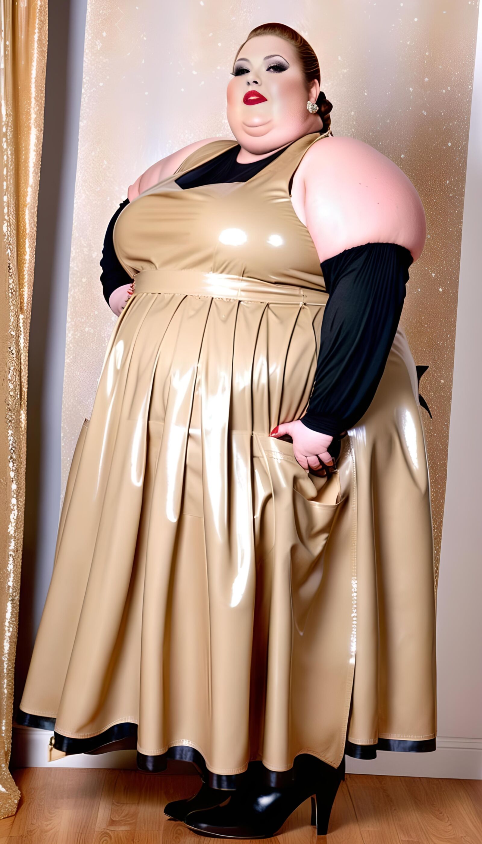 SSBBW in latex apron