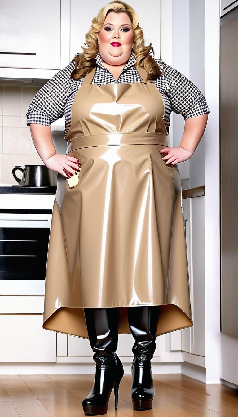 SSBBW in latex apron