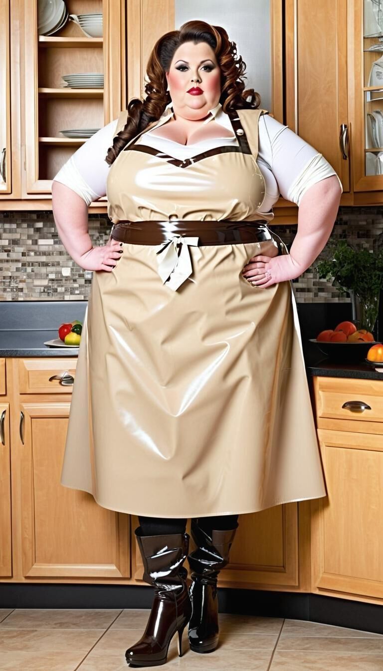 SSBBW in latex apron