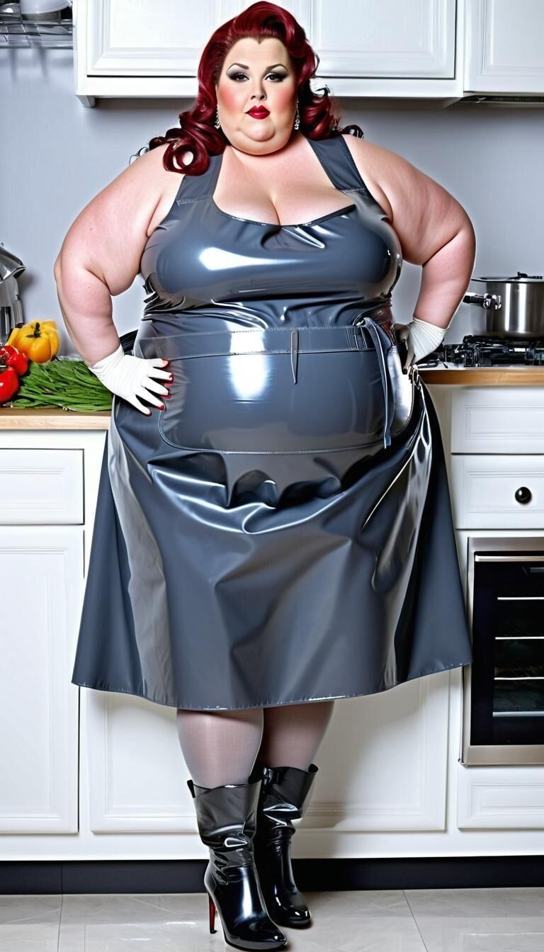 SSBBW in latex apron