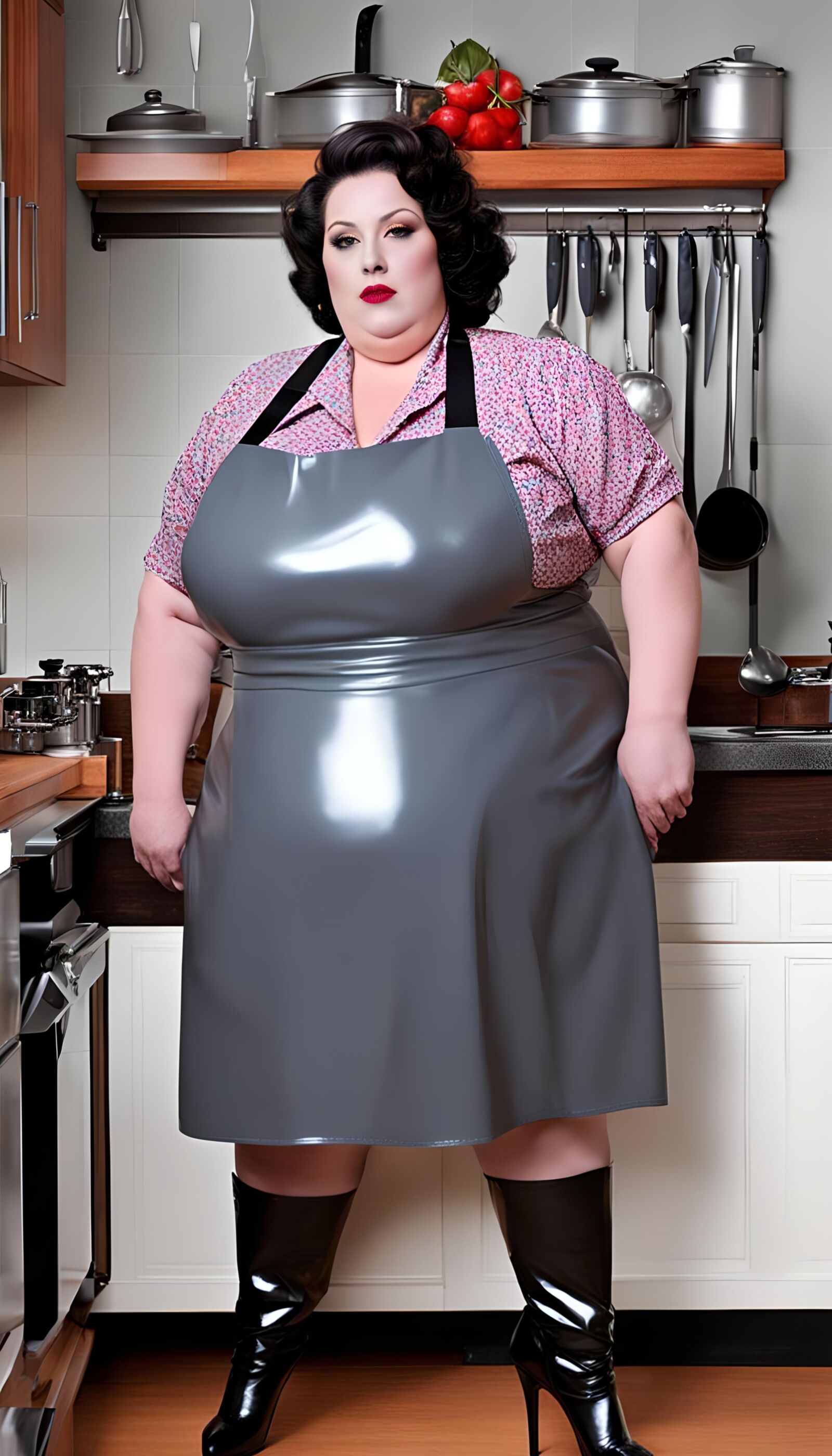 SSBBW In Latex Apron