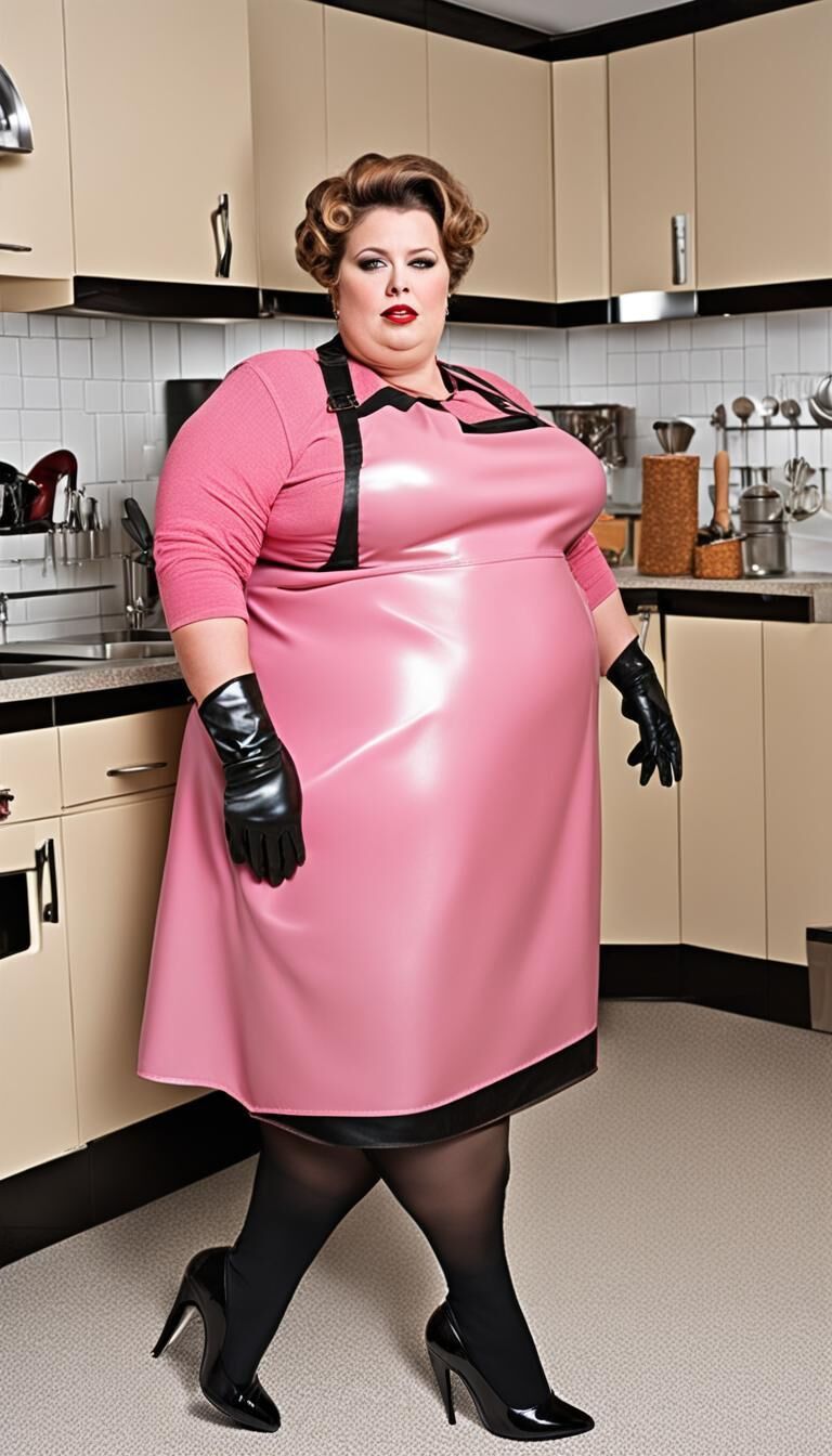 SSBBW in Latex apron