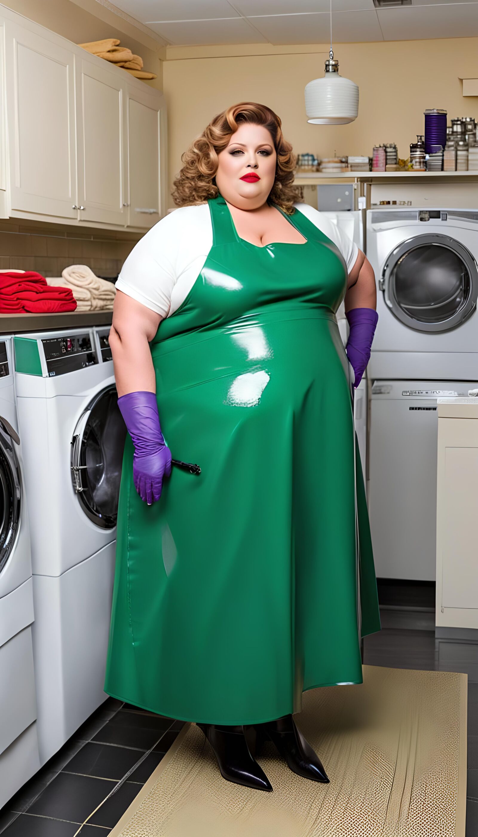 SSBBW in Latex apron