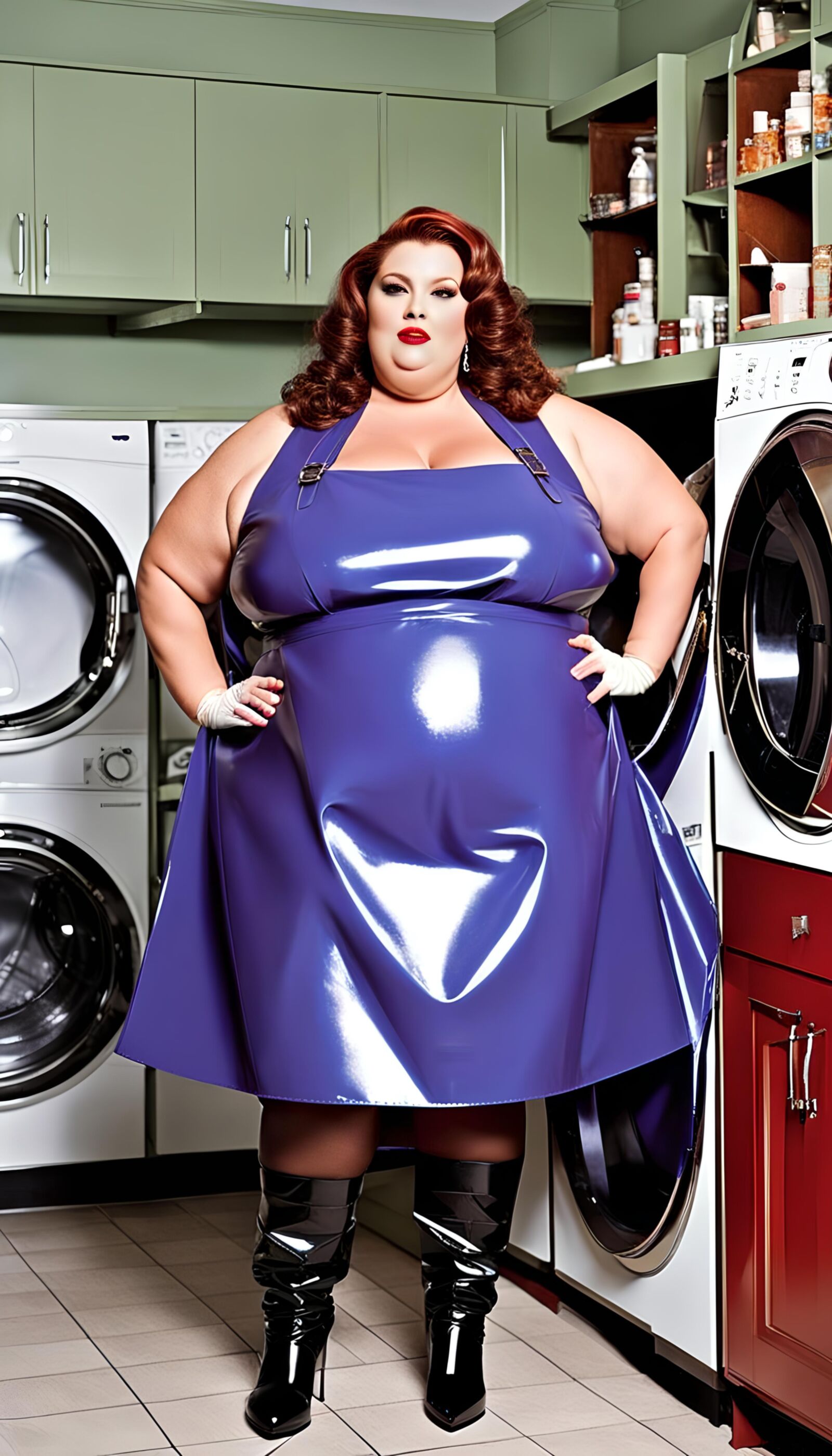 SSBBW in Latex apron