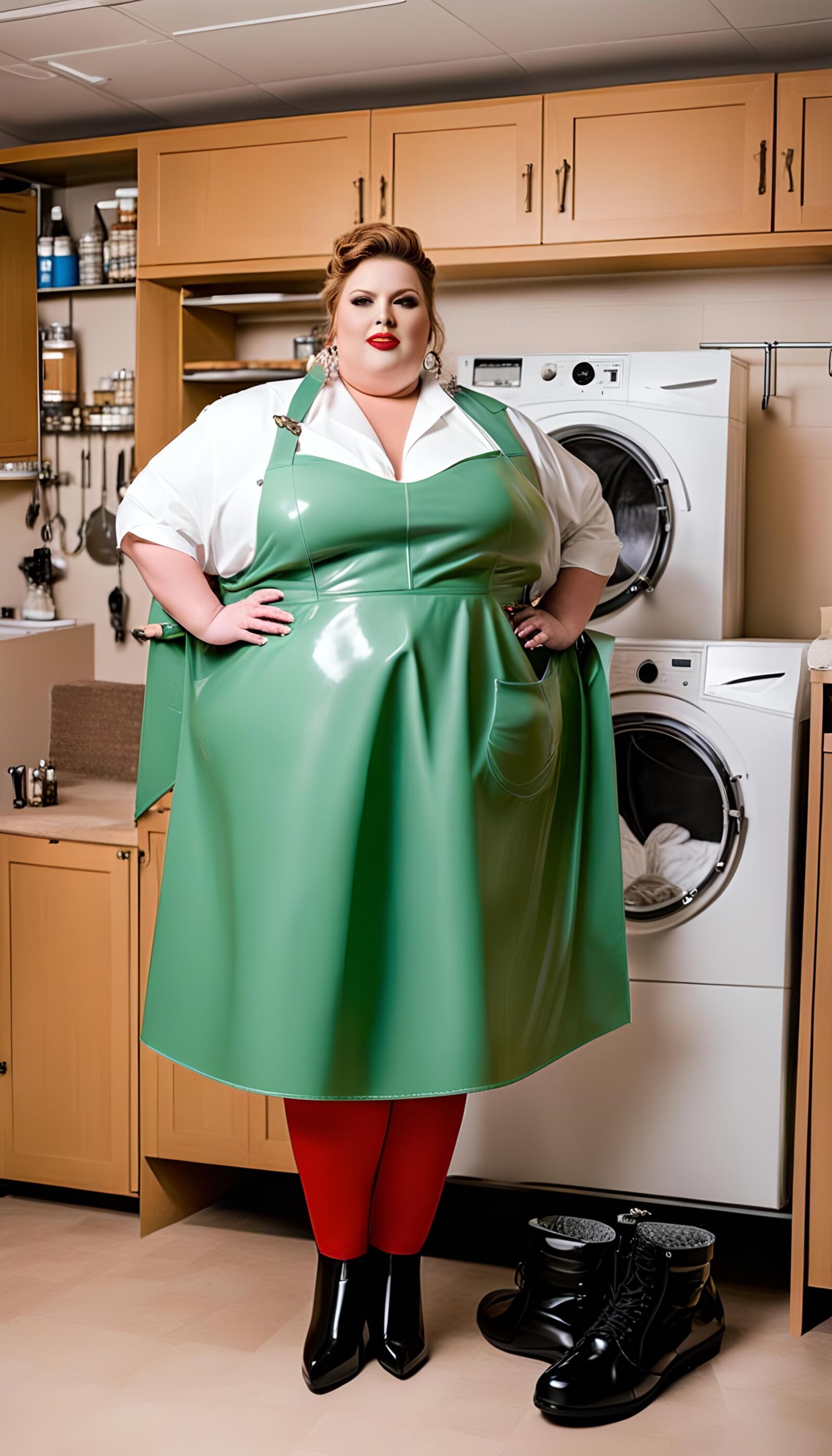 SSBBW in Latex apron