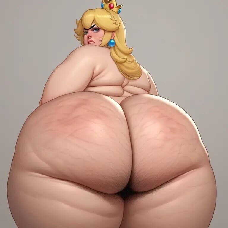 A.I. bbw princess peach showing off huge ass and hairy asshole