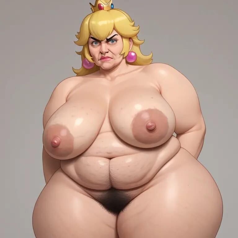 A.I. bbw princess peach showing off huge ass and hairy asshole