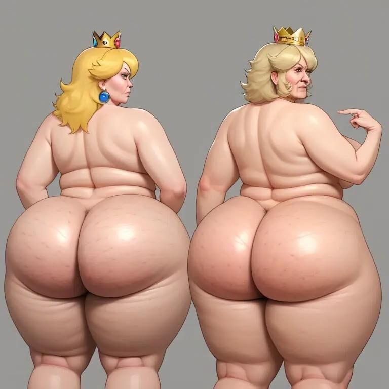 A.I. bbw princess peach showing off huge ass and hairy asshole