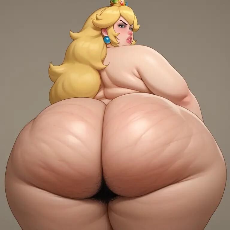 A.I. bbw princess peach showing off huge ass and hairy asshole