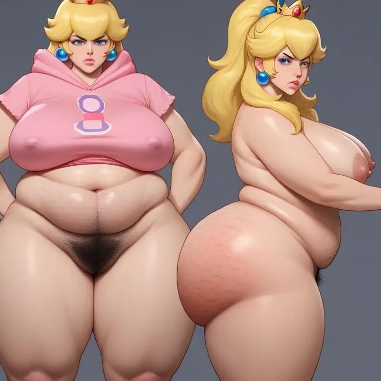 A.I. bbw princess peach showing off huge ass and hairy asshole