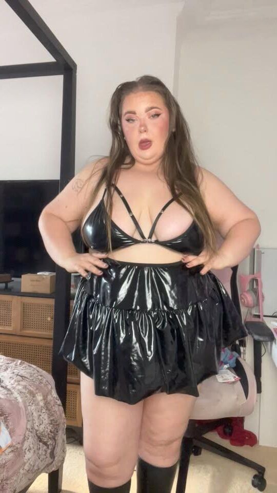 Sexy BBW PVC brilhante e látex