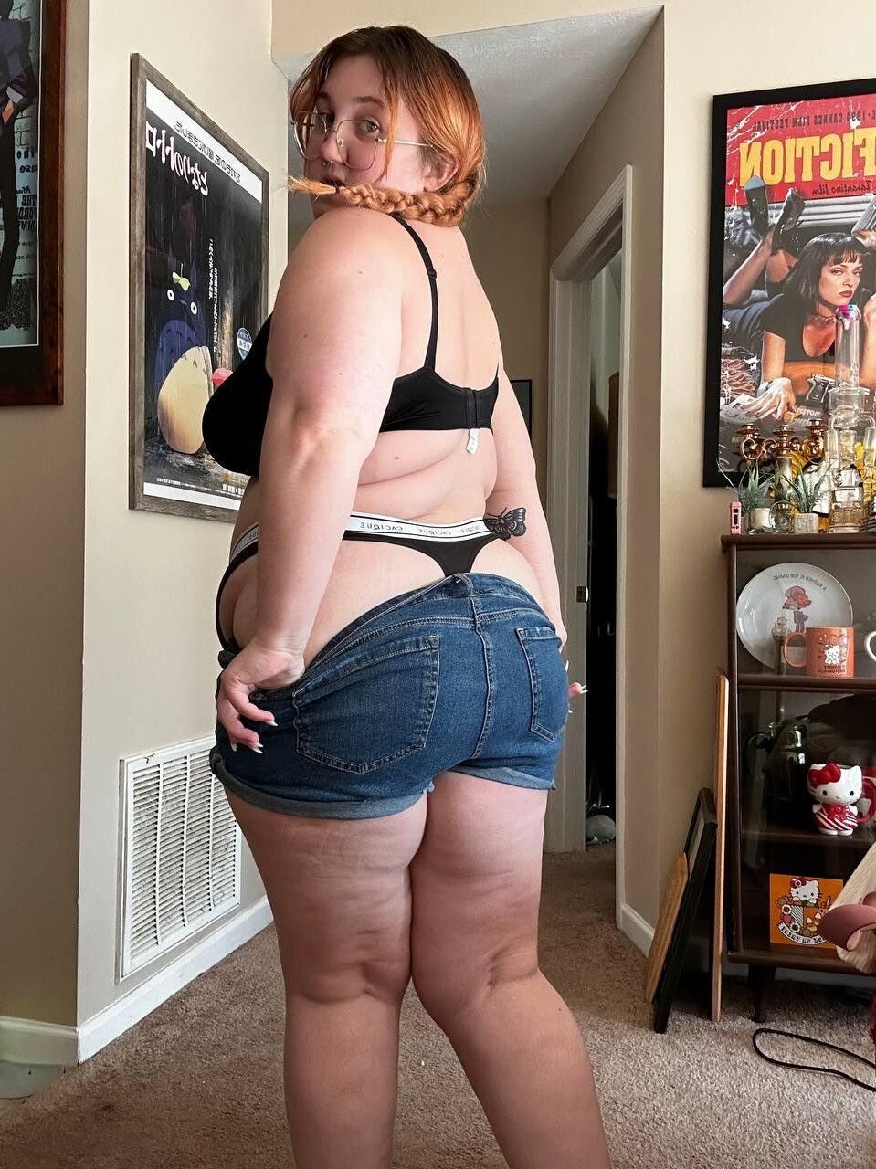 FAE BIG ASS BIG BIG MEIS BBW Girl com óculos Fotos quentes mistas