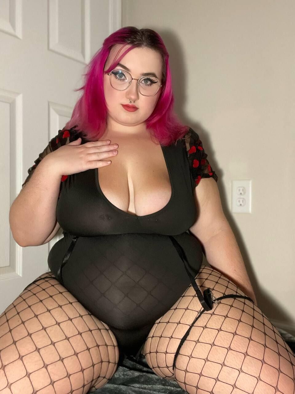 FAE BIG ASS BIG BIG MEIS BBW Girl com óculos Fotos quentes mistas