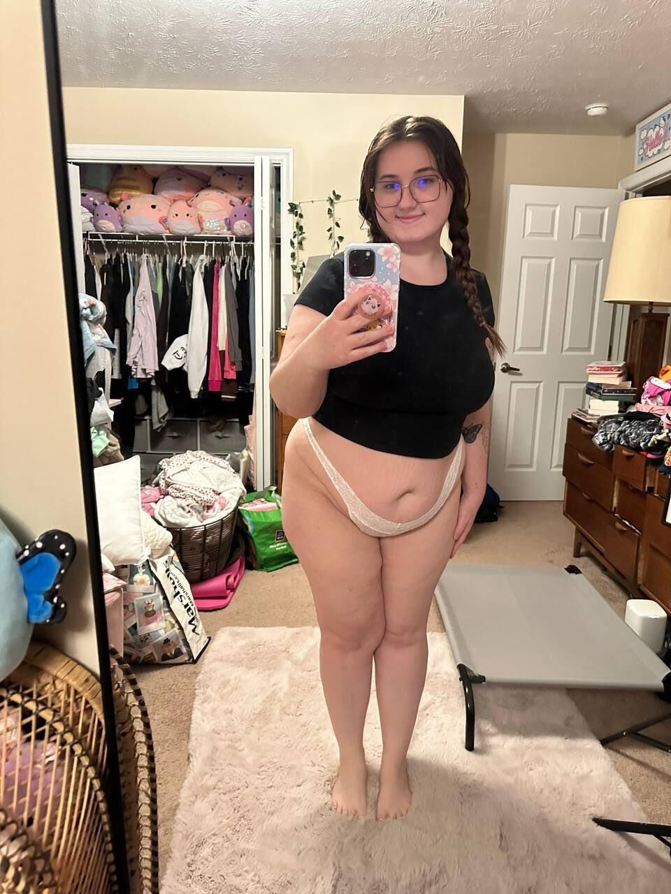 FAE BIG ASS BIG BIG MEIS BBW Girl com óculos Fotos quentes mistas