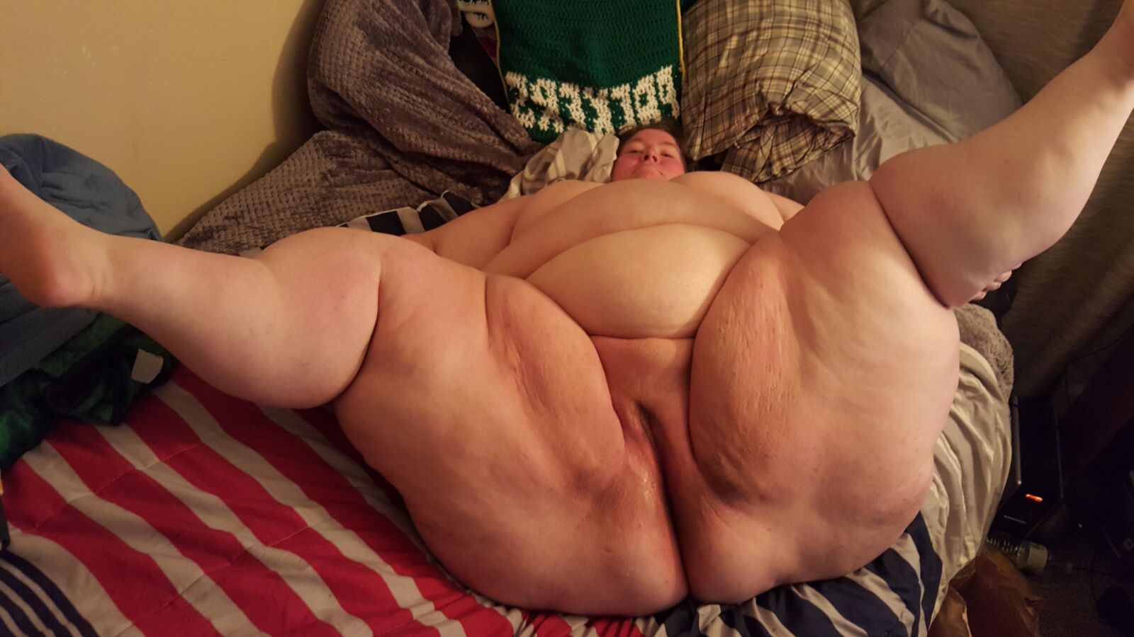 SSBBW's At home, comfortable and ready to fuck .