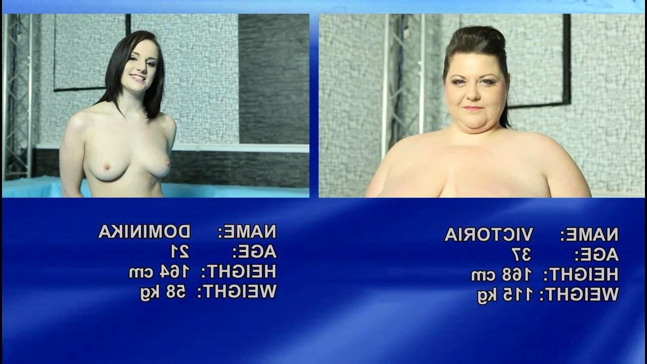 Viktorie vs Dominika BBW luta de óleo nua