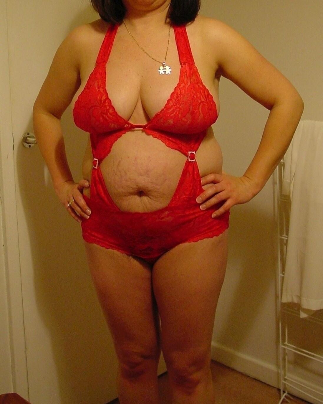 Chubby Hairy Milf Erandal in Red Lingerie