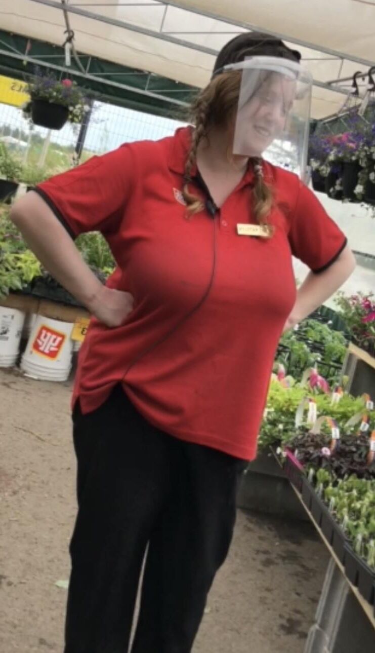 Busty plant nursery helper