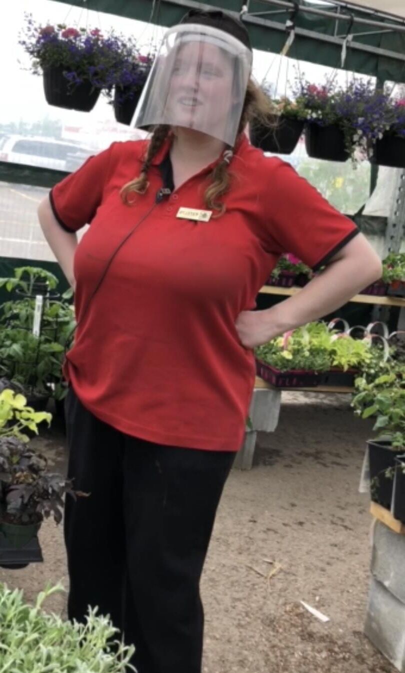 Busty plant nursery helper