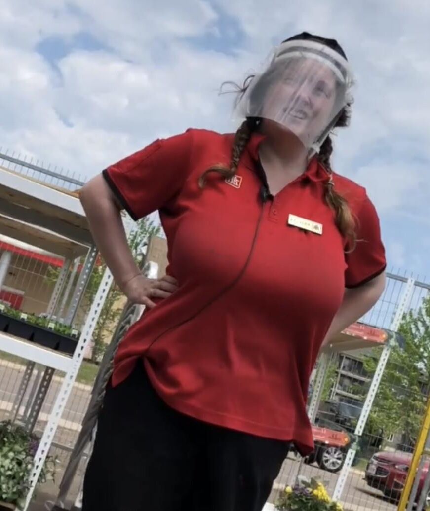 Busty plant nursery helper