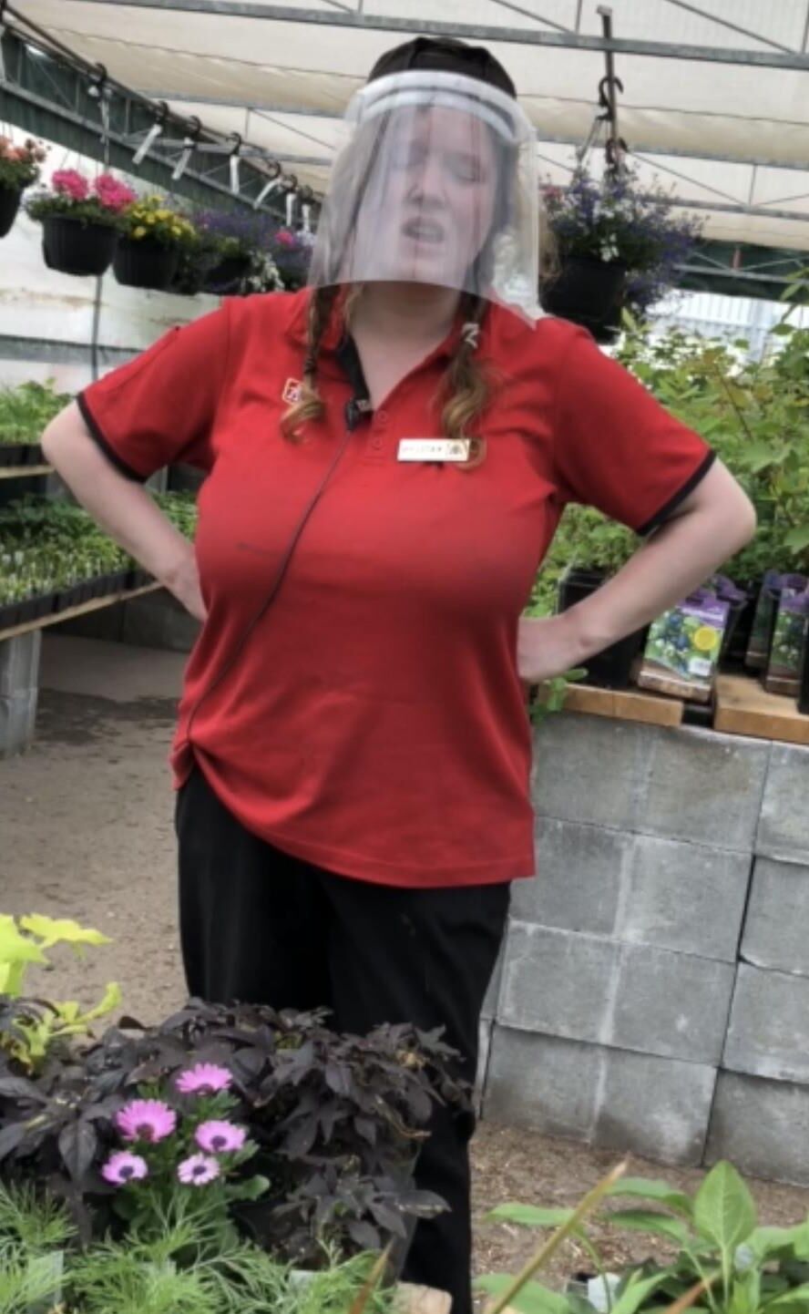 Busty plant nursery helper
