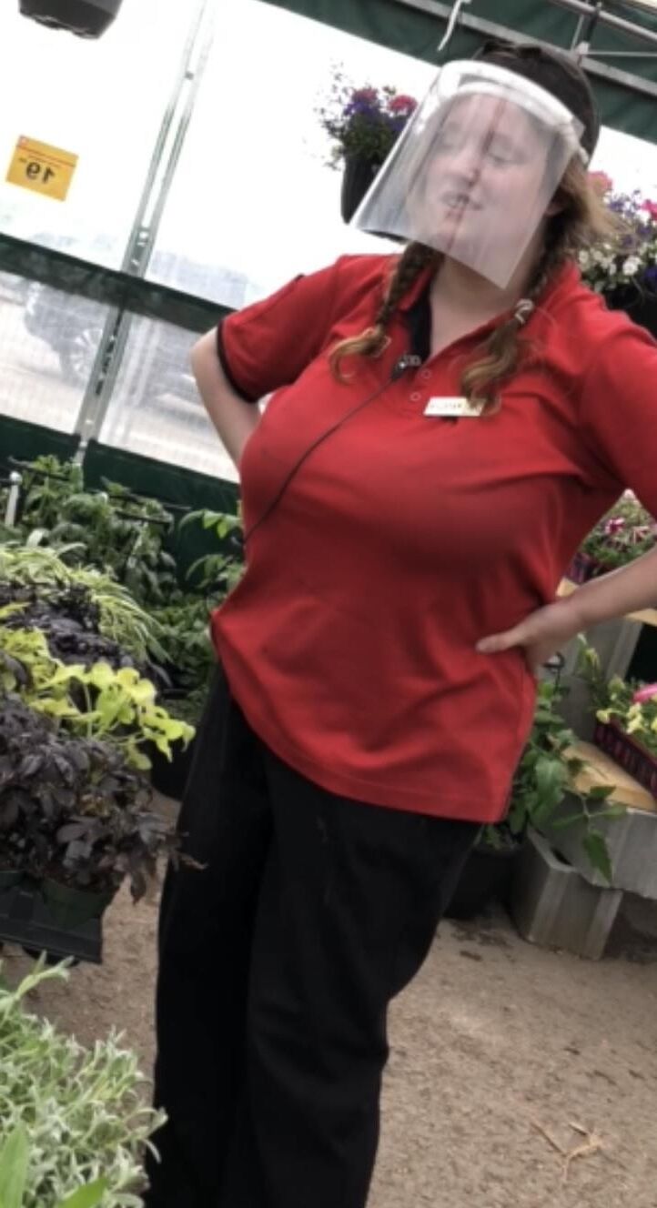 Busty plant nursery helper