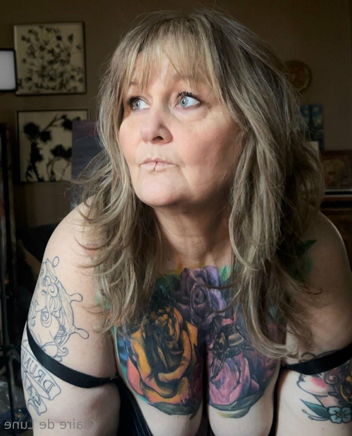 Claire Big Butt Big Tits Tattooed Sexy Blonde BBW Granny Mixed H