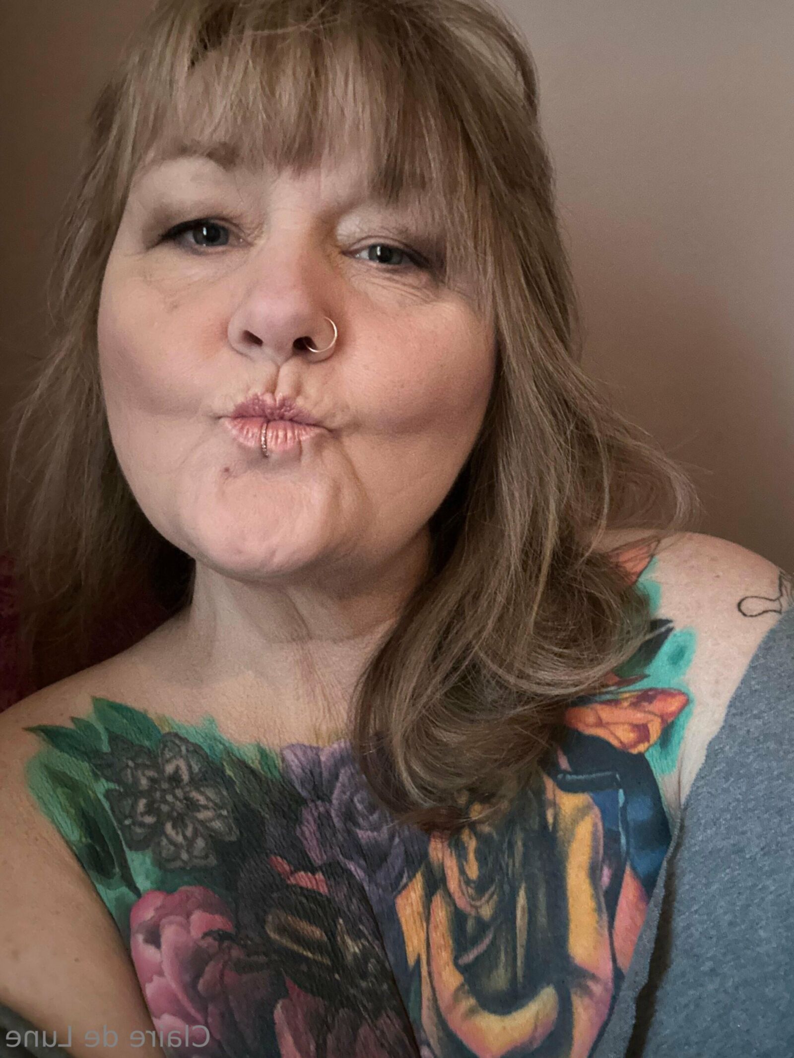 Claire Big Butt Big Tits Tattooed Sexy Blonde BBW Granny Mixed H