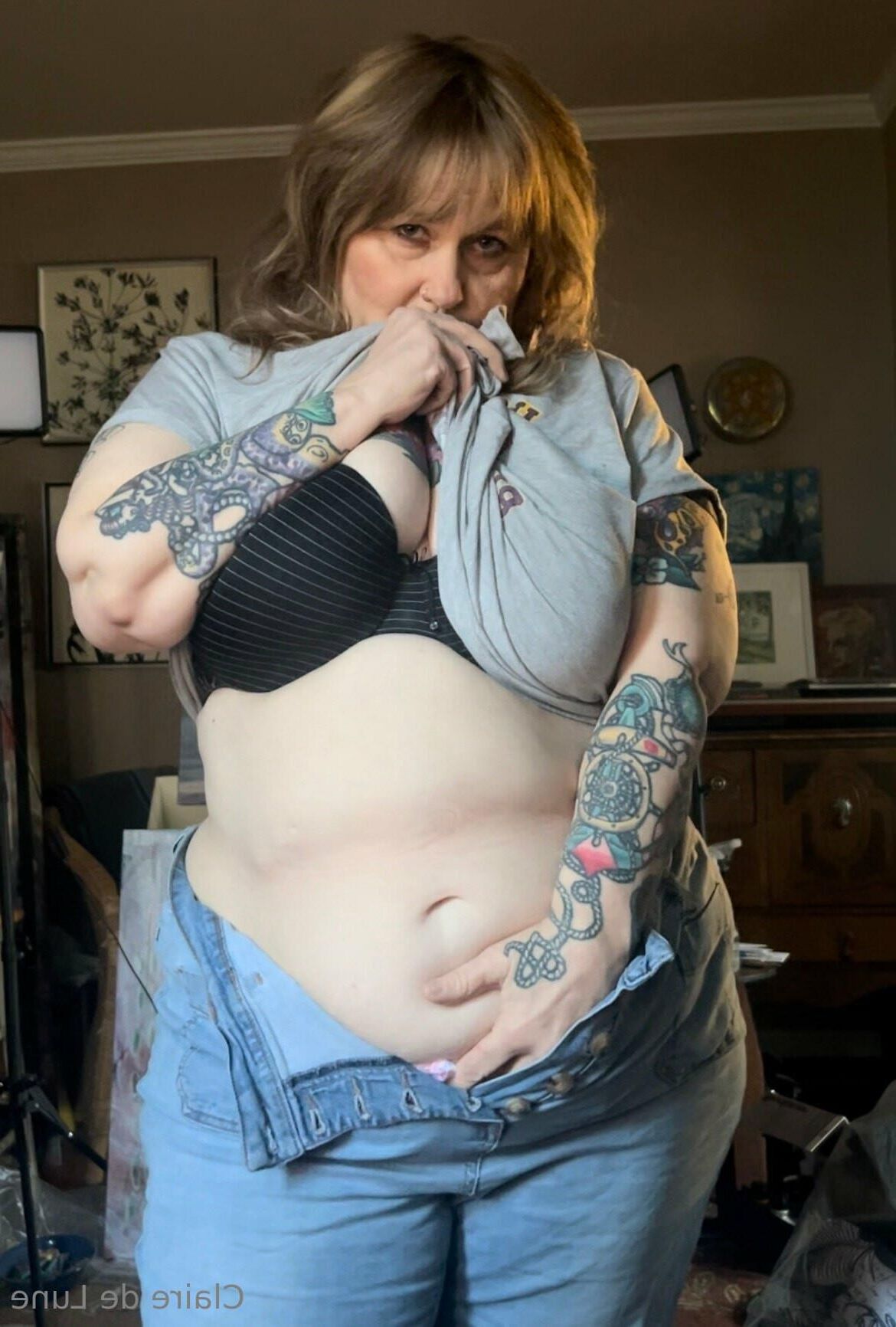 Claire Big Butt Big Tits Tattooed Sexy Blonde BBW Granny Mixed H