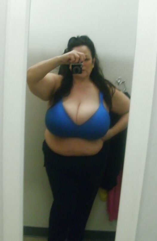 Many selfies of huge boobed mature