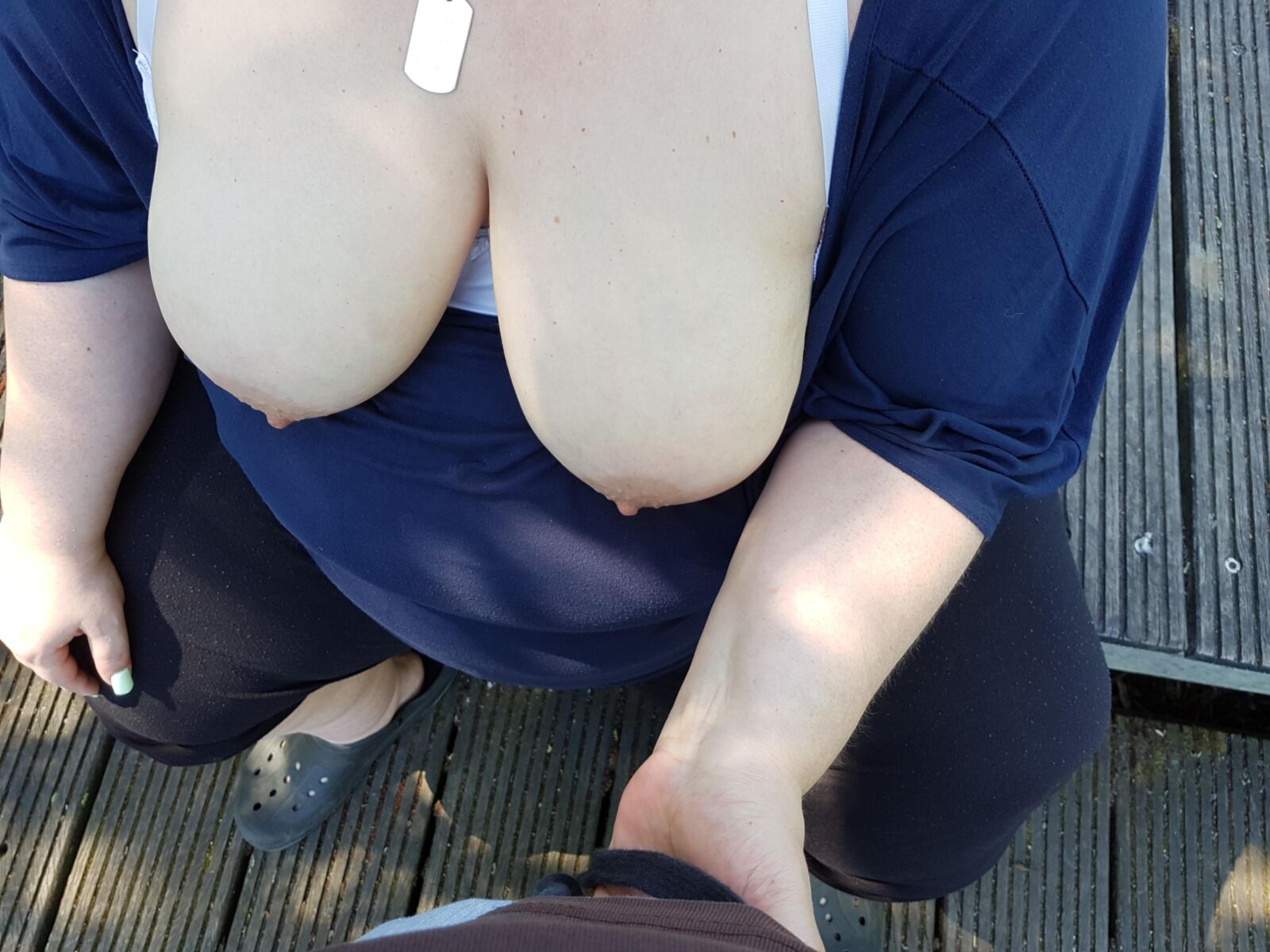  Fat, old german SSBBW flashes big hangers public park 
