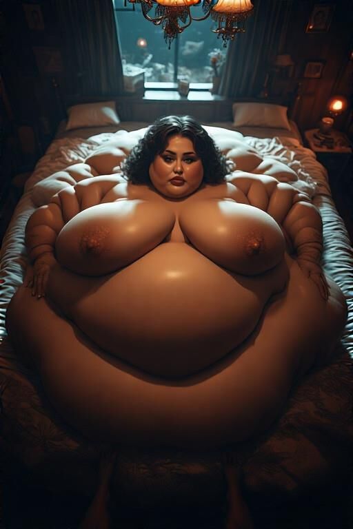 So fat, she's taken over the entire bed