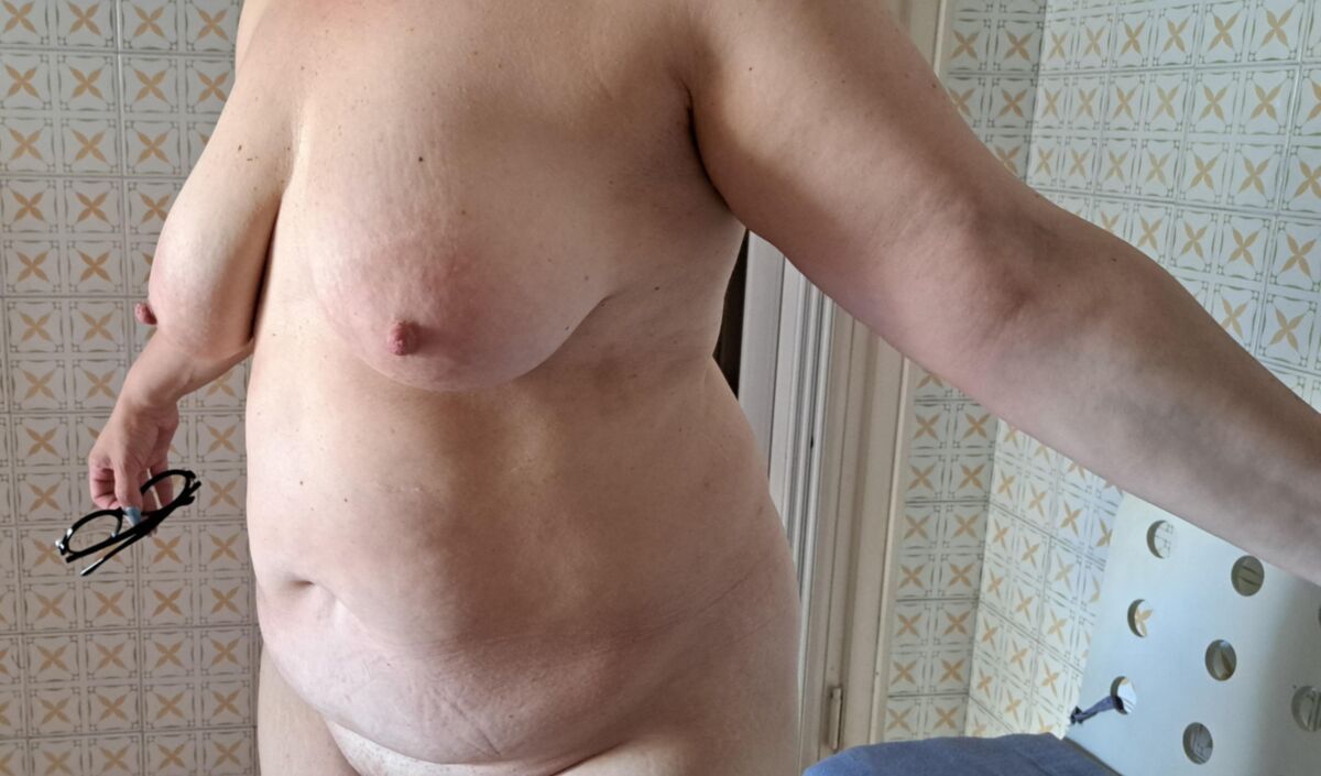 Just out of the morning shower